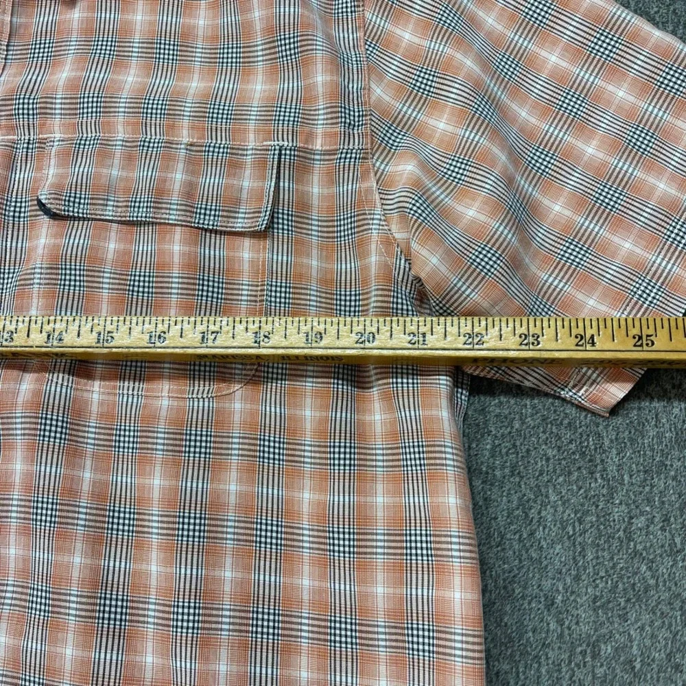 The North Face‎ Mens Orange Plaid Short Sleeve Hiking Button Up Shirt Large
